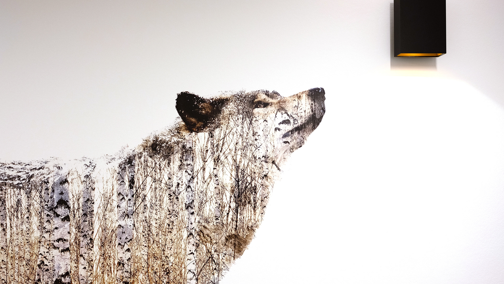 Nachher - Naturmotiv Bär Wanddruck Bär Naturmotiv Double Exposure Wohnzimmer Schweiz